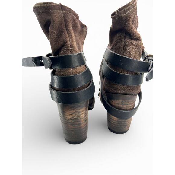 New Freebird 7 Blaze High Heel Bootie Cognac edgy distressed leather ankle boot - Picture 8 of 8